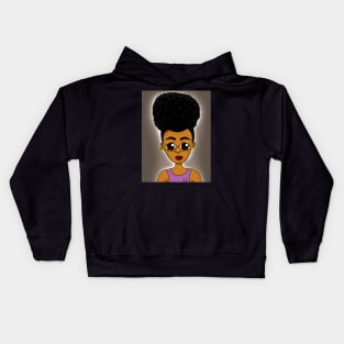 Cute black girl digital art Kids Hoodie